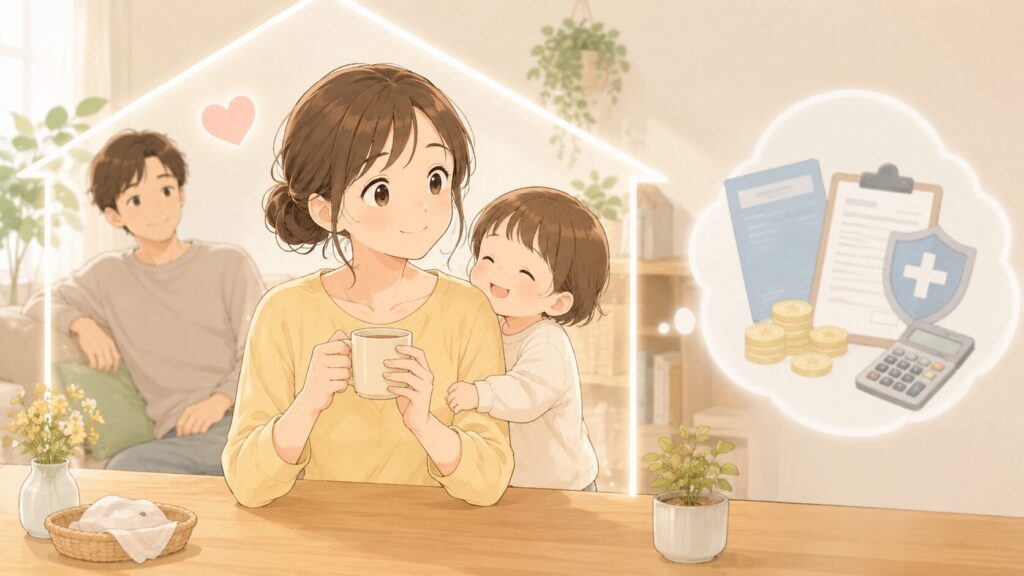 家族と仲良く団らんの様子　頭の片隅にはお金のことを考える母