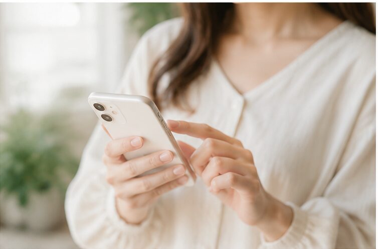 スマホを触る女性